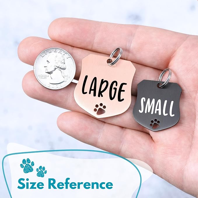 Ultra Joys Dog Tags Personalized for Pets - Hollow Paw Custom Pet ID Tag - Engraved Dog Tag for Small, Large Dogs - Large Badge in Black