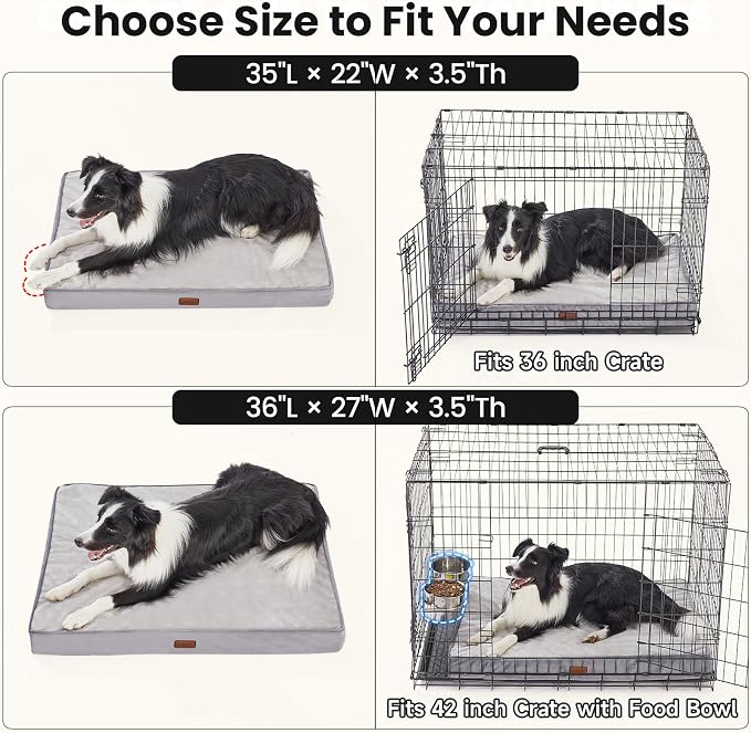 OhGeni Orthopedic Waterproof Dog Bed for Medium Large Dogs, Machine-Washable Removable Cover in Easy-Clean Fabric, Reversible Memory Foam & Easy-Carry Handle, Wider and Larger, 36 inch (Brown)
