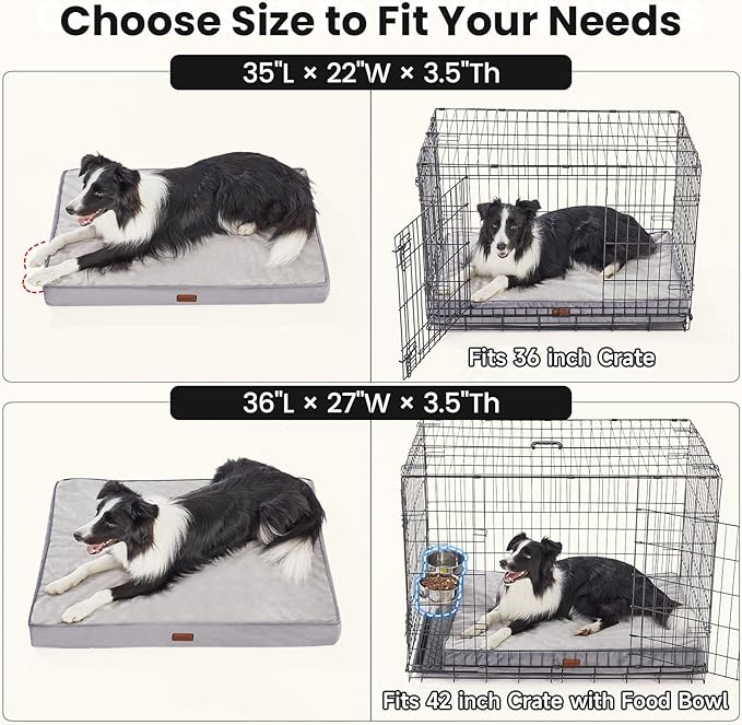 OhGeni Orthopedic Waterproof Dog Bed for Medium Large Dogs, Machine-Washable Removable Cover in Easy-Clean Fabric, Reversible Memory Foam & Easy-Carry Handle, Wider and Larger, 36 inch (Gray)