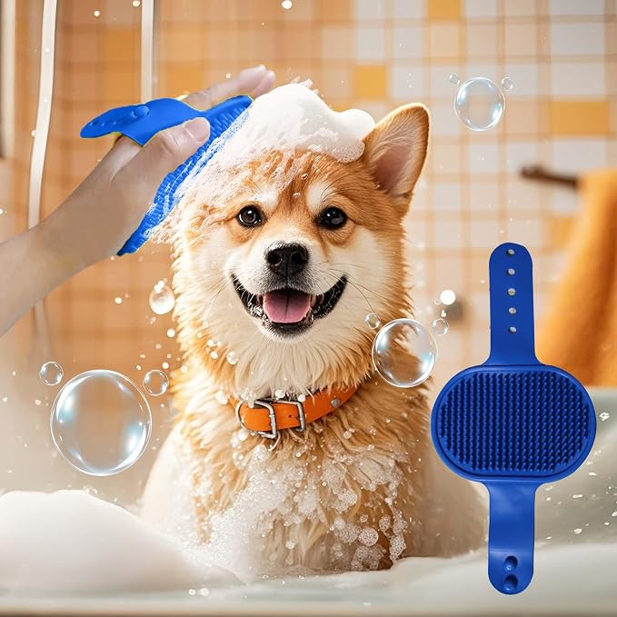 NVNAN Cat & Dog Grooming Glove and Curry Brush Set | Includes grooming glove and curry bath brush for deshedding, bathing, brushing, and gentle pet hair removal