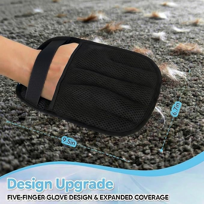 Pet Hair Remover Glove for Dogs & Cats, 5 Finger Electrostatic Fur Removal Brush, Reusable Grooming Glove for Couch, Carpet, Furniture, Car Seat, Clothes