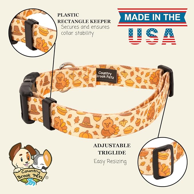 Country Brook Petz - Happy Harvest Everyday Dog Collar - Made in the U.S.A. - Awesome Autumn Collection Featuring Designs You Will Fall for (1 Inch, Extra Large)