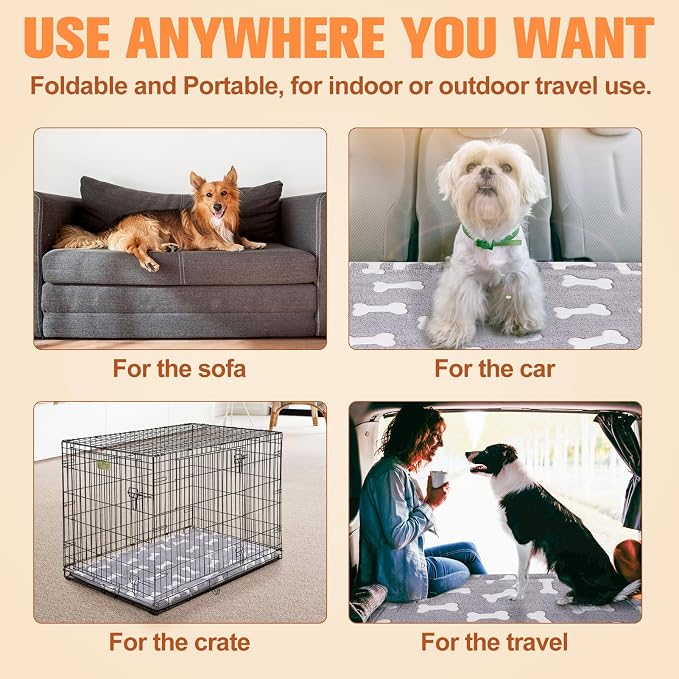 BEAUTYZOO Dog Crate Pad Washable Ultra Soft Pet Kennel Mat Large, 42" Gray | Ultra Soft Crate Pad,Anti-Slip Bottom,Waterproof Lining Protects Floors & Furniture,Comfortable Cozy Mats for Cage Car Travel