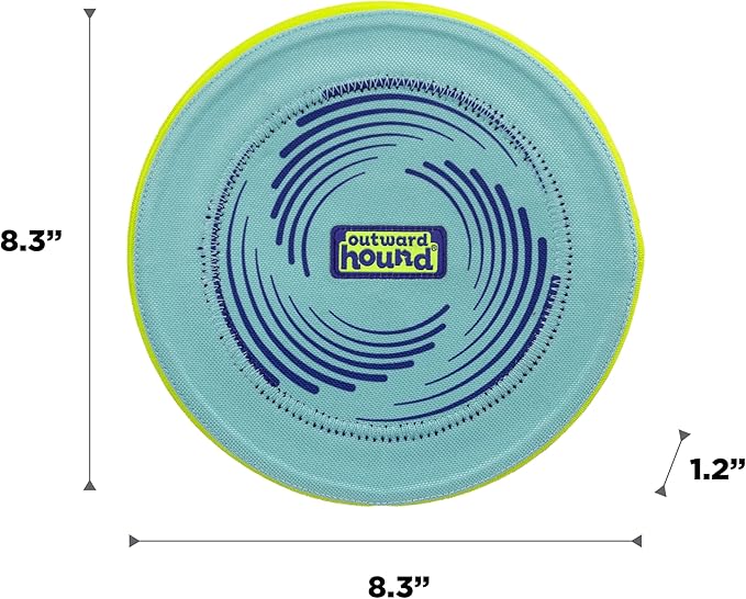 Outward Hound FlyFetch Disc Dog Toy, Aerodynamic for Fetch, Lightweight Foam & Durable Rubber, Floats in Water, All Breeds, 8.3"