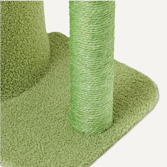 Amazon Basics Cactus Cat Tree for Indoor Cats & Kittens, Scratching Post with Curved Perch, Cozy Cat Condo, Natural Sisal, Interactive Dangling Ball, 30.7" (77.9cm) H, Green