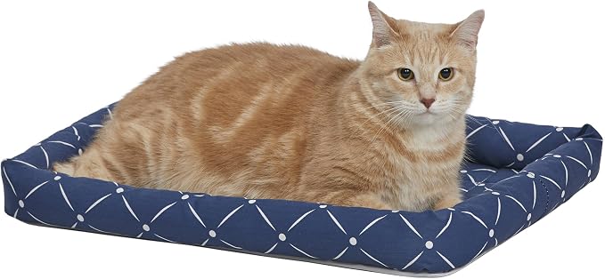 MidWest Homes for Pets 40222-BLD Quiet Time Couture Ashton Bolster Pet Bed, Small Dog/22, Blue