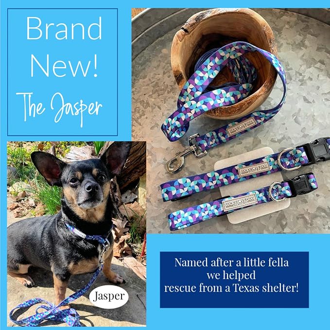 Lucky Love Dog - Adjustable Dog Collar with Easy Click Buckle for Medium Dogs, Durable, & Comfortable for Male & Female Dogs, Pet Collar for Puppies & Adult Ones - Jasper, Medium