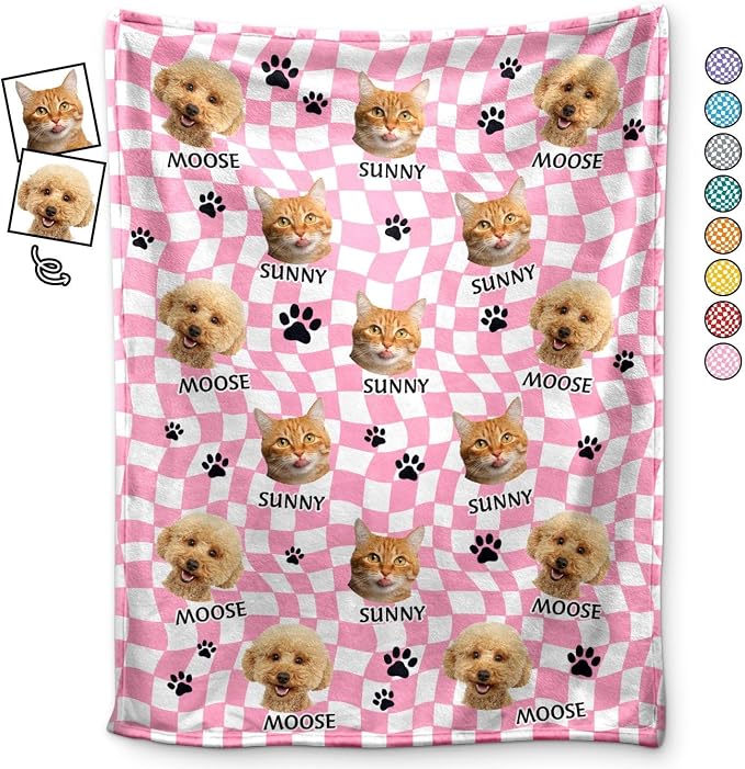 Pamaheart Custom Dog Face Blankets, Personalized Pet Photo Blanket, Fleece Dog Blankets, Customized Photo Throws, Dogs Dad Gifts, Pet Lover Gifts, Memorial Gift /30