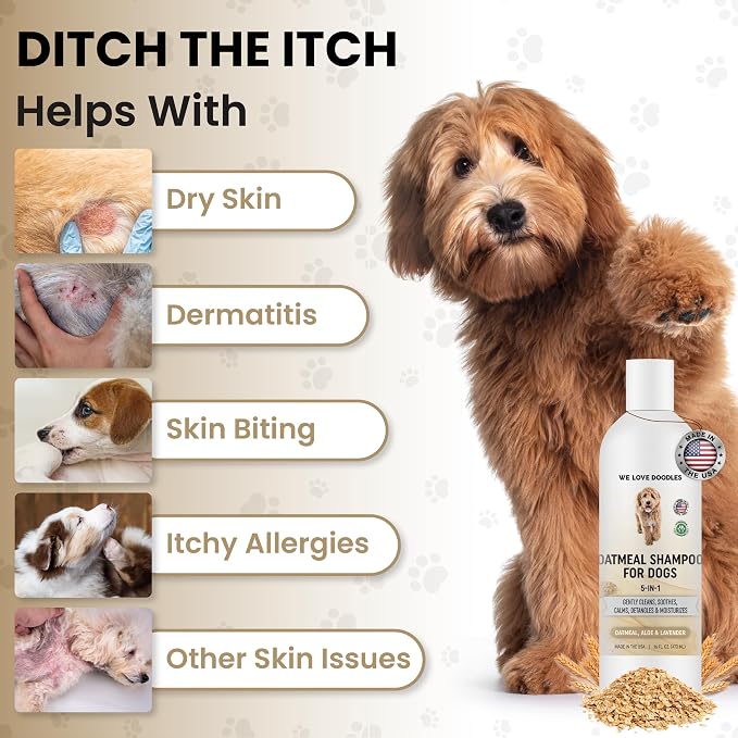 Premium Oatmeal Shampoo & Conditioner for Dogs with Sensitive & Itchy Skin | Provides Itch Relief & Soothes Dry Skin, Hypoallergenic, Tearless & Natural For Puppies, Pets & Cats, Anti-Itch, Made In USA