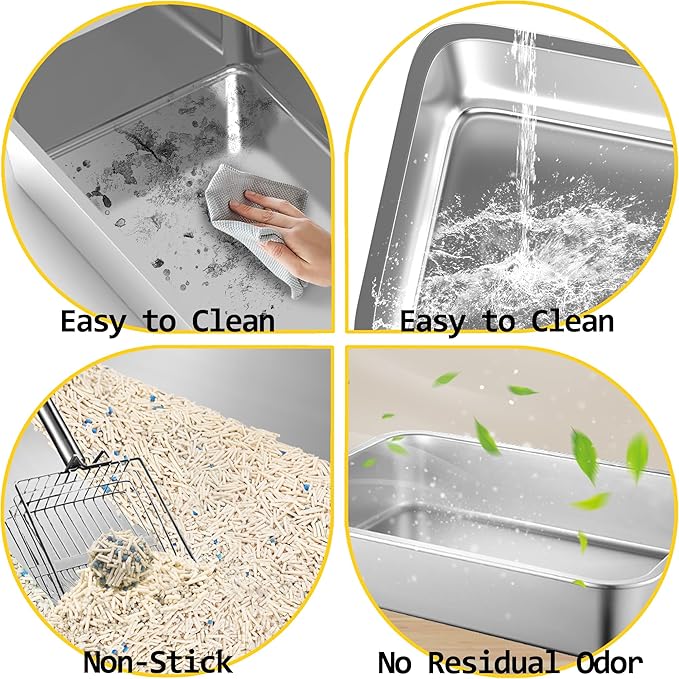 10 Pack Stainless Steel Cat Litter Box, 15.7"×11.8"×4" Metal Litter Pan, Small Litter Box for Little Cats Kittens, Easy Cleaning