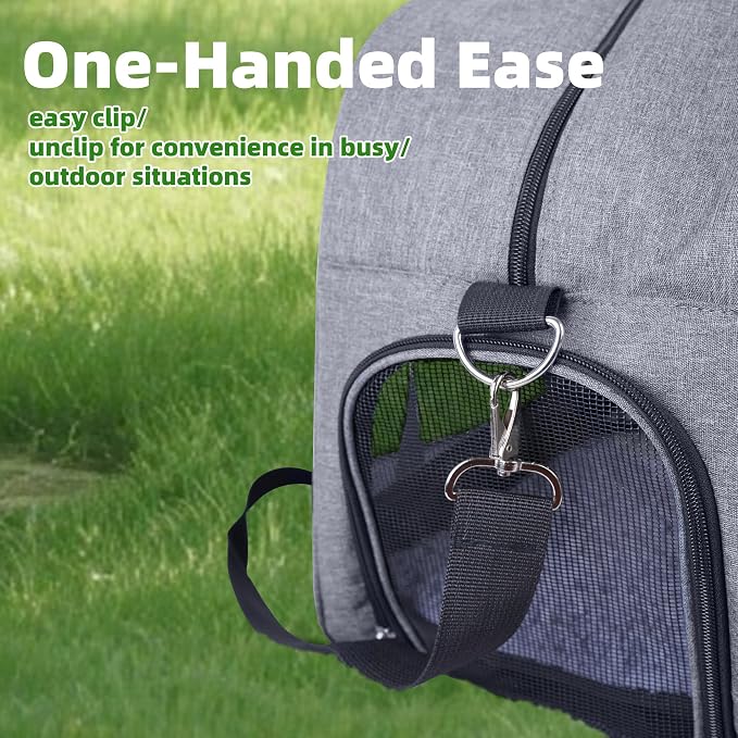 Cat Carrier for Small Cats Dogs, Soft-Sided Pet Carrier for Cats Puppies Small Pets, Lightweight Comfortable Travel Cat Dog Carrier (Grey)