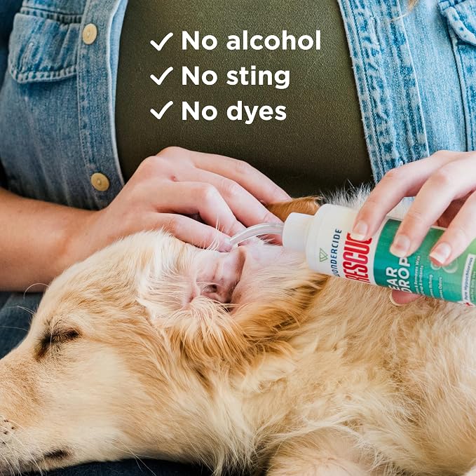 Wondercide Rescue - Ear Drops for Dogs and Cats - 4 oz | Cleans and Removes Wax Build-Up and Irritants for Pets - Relieves Itching and Redness with Pure Hypochlorous