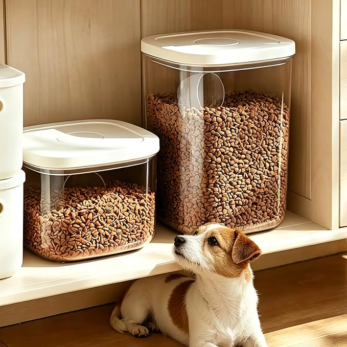 TBMax Dog Cat Food Storage Container 10 Lbs, Stackable Pet Food Dog Treat Container with Pop Up Lids, Airtight Food Storage Bin for Kitchen Organization