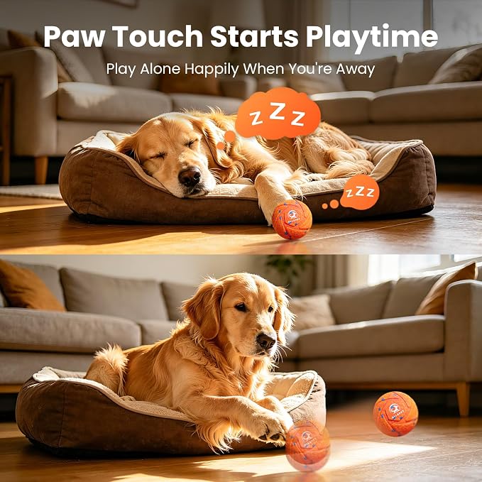 Smart Interactive Dog Toys - Auto Bouncing & Rolling Ball, 3 Interactive Modes, Chew-Resistant E-TPU Material, IPX7 Waterproof, Smart Chase Pet Toy Ball for Medium and Large Dogs - Orange
