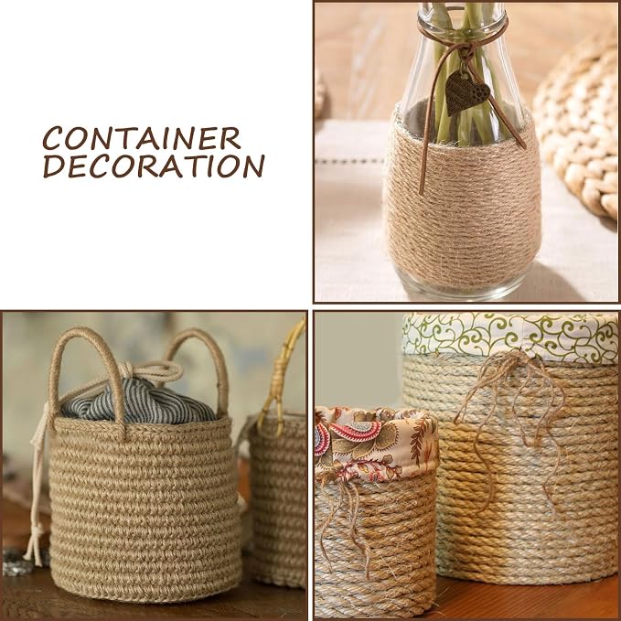 ASelected Rope 50m x 6mm Natural Jute Rope Sisal Rope for Cat Scratcher Garden Bundling, Repair Cat Tree(Brown)