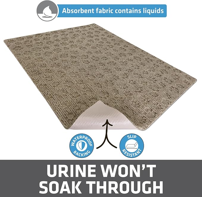 Drymate Cat Litter Box Mat, Litter Trapping Mat, Tan, 28x34 XL | Waterproof, Urine-Proof, Absorbent, Machine Washable, Soft on Paws, Contains Mess, Protects Floors, Kitten Supplies, USA Made