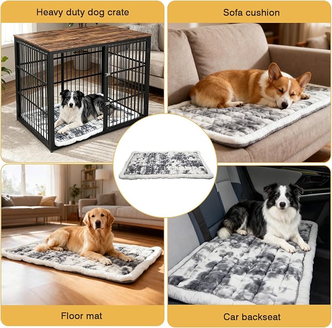 Washable Dog Bed Mat, Upgraded Non-Slip Durable Dog Bed, Soft and Comfortable, Machine Washable Luxury Kennel Pad, Design Kennel Beds Mats for Large Medium Small Pets, 28" x 22"