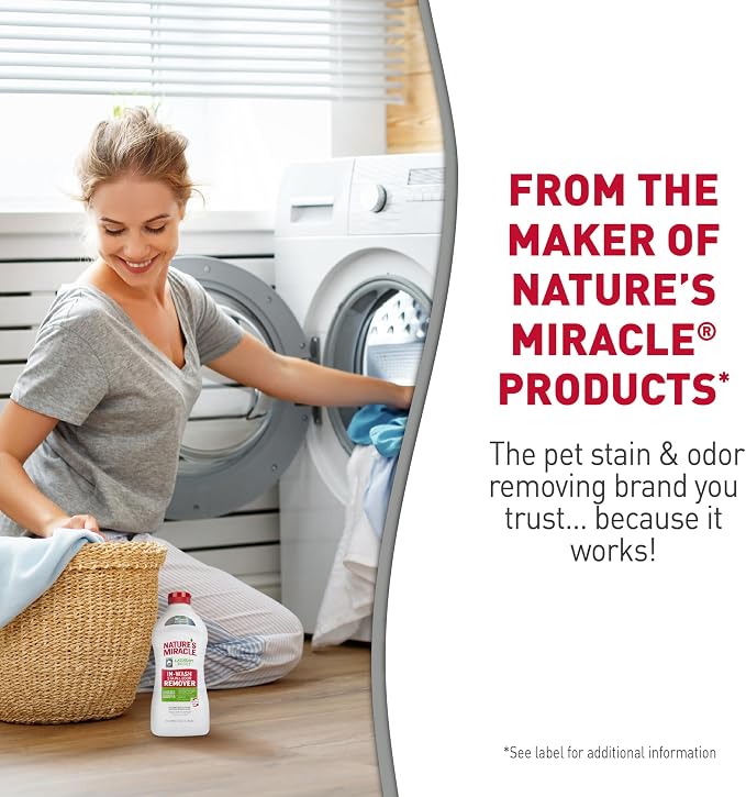 Nature's Miracle Laundry Boost In-Wash Pet Stain & Odor Remover, 32 oz | Bio-Enzymatic Formula Breaks Down Tough Stains & Odors, Gentle on Fabrics, Use With Laundry Detergent