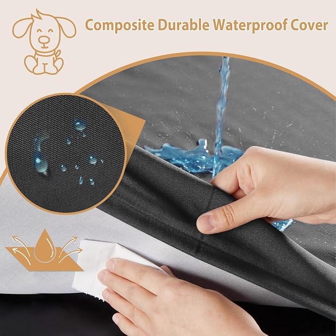 BFPETHOME Outdoor Waterproof Dog Bed for Large Dogs, Washable Cover, 42" | Outdoor & Indoor Use, Waterproof, For Medium, Large, Extra Large Dogs, Orthopedic, Egg Crate Foam, Up to 90 lbs