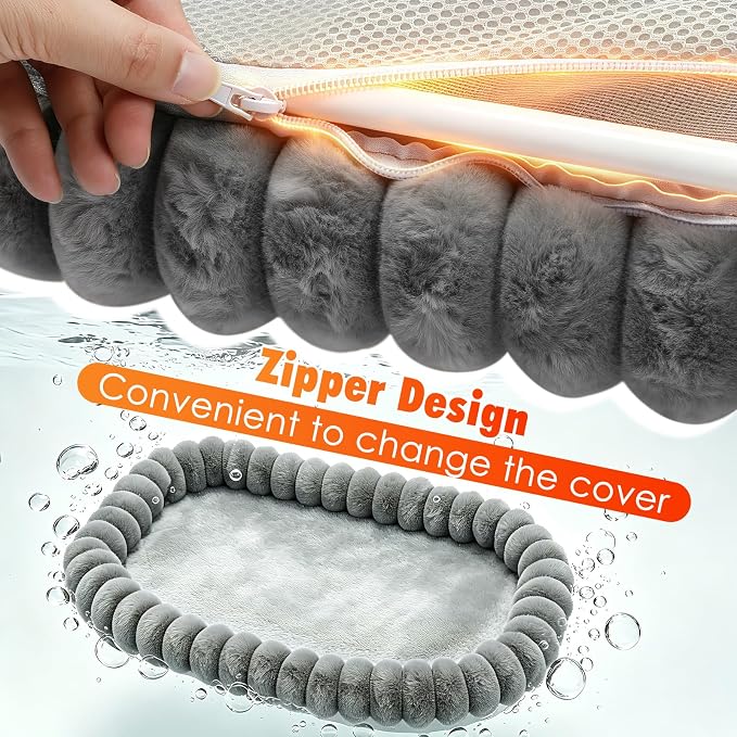 IPOW Cat Window Perch Cordless Foldable Cat Hammock Bed for Window with 4-Sided Bolster, Sturdy Metal Frame & Strong Suction Cups Window Hammock for Large Cats and Kittens 23.3 * 15.8in(Gray)