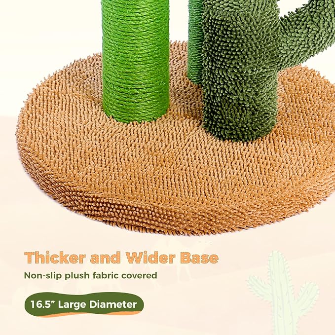 PAWZ Road Cat Scratching Post Cactus Cat Scratcher Featuring with 3 Scratching Poles and Interactive Dangling Ball -Large 27 Inches