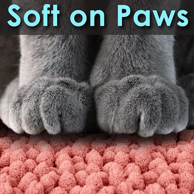 CatGuru Cat Litter Mat, Medium, Extra Large, XXL, Waterproof Litter Box Mat, Non Slip Kitty Litter Mat, Machine Washable Litter Trapping Mat, Soft Litter Tray, Cat Stuff (Medium, Coral/Heavy-Duty)