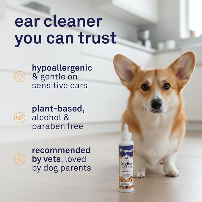 Petpost | Dog Ear Cleaner - Natural Coconut Oil Solution - Best Remedy for Odor - Dog Ear Problems - Chemical & Irritant Free 8 oz.