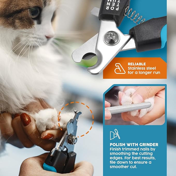 PORTENTUM Dog Nail Clippers for Large and Medium Breed (6") Professional Pet Nail Clipper Suitable for Cats, Rabbits and Guinea Pigs with Safety Lock and Protective Guard to Avoid Over Cutting