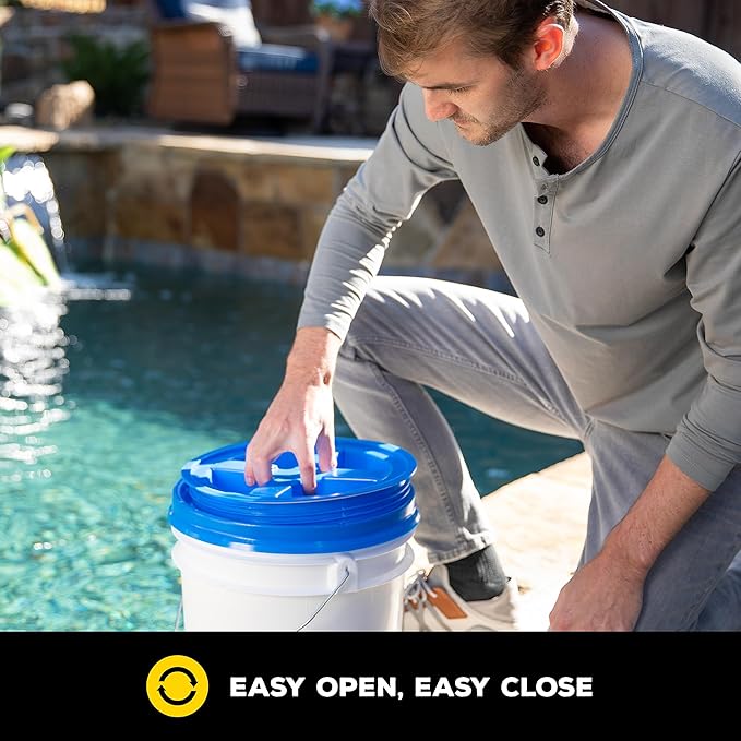 Gamma2 Gamma Seal Lid – Turn your standard utility bucket into an airtight storage container – Fits a 3.5 to 7 Gallon Bucket - Blue, Made in USA