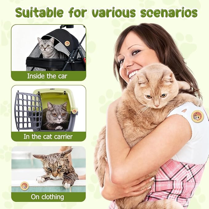 QHZ Cat Calming Diffuser for Anxiety Relief – Portable Cat Anxiety Treatment for Travel, Car, Vet & Home, No Plug-in Needed, 24-Hour Stress Support for Cats & Kittens, 12-Pack