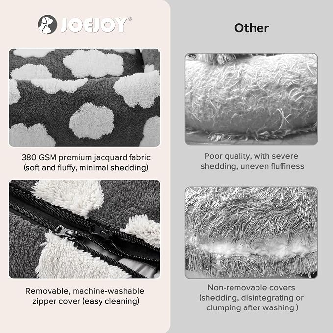 JOEJOY Cute Dog Bed Medium Size Dog, Rectangle Soft Furry Dog Beds for Large Medium Dogs, Washable Orthopedic Pet Bed with Removable Zipper Cover, Grey