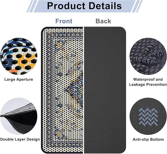 Cat Litter Mat 26.8"x46.5" Double Layer Waterproof Litter Box Mat Washable Litter Trapping Mat