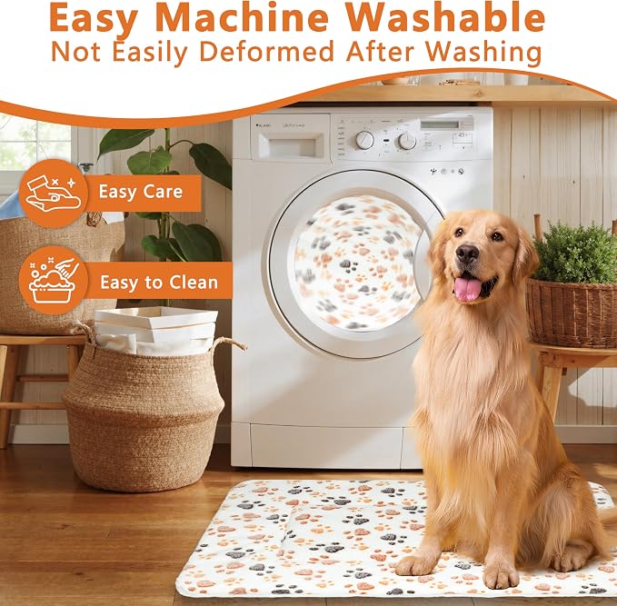 Dog Bed Mat,Soft Dog Kennel Pad with Cute Pattern (White Paw, XL) | Multi-Size Durable & Machine Washable,Pet Pad for Dogs & Cats