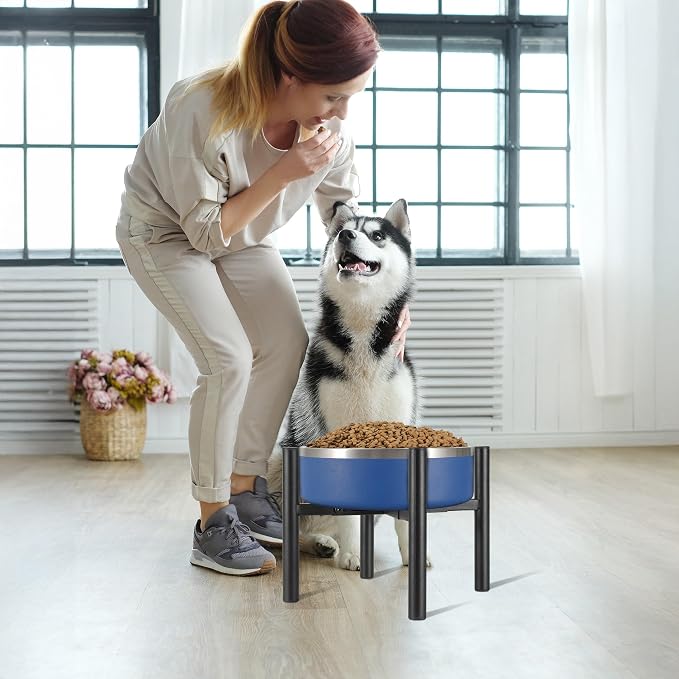 PROERR Single Dog Bowl Stand Raise 8" Tall - Without Bowls, Adjustable Wide 6-10" Lifted Pet Food Table,Dog Bowl Holder Elevated for Medium Small Dogs Breed (Anti-Slip)