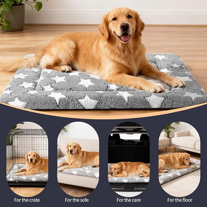 pobopobo Dog Bed Mat, Reversible Crate Pads for Small/Medium/Large Dogs & Cats Sleeping, Portable & Soft, Dog Beds Crate Pad - Machine Washable Mat Bed Kennel Mat Cat Bed