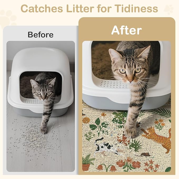 Unicorn Catcher 40"x30" Cat Litter Mat Non-Slip Washable Litter Box Mat | High-Density PVC Litter Catcher Mat Efficiently Traps Scattered Litter From Paws To Keep Floors Clean