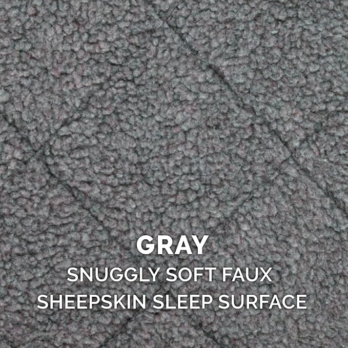 Furhaven Dog Bed for Large Dogs, 100% Washable, Sized to Fit Crates - Sherpa Fleece Bolster Crate Pad - Gray, Extra Large/XL, 42.0"L x 26.0"W x 3.0"Th