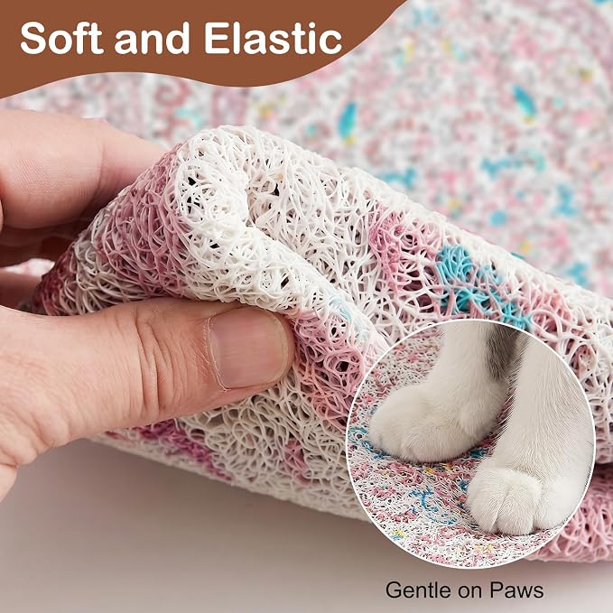Glittme Cat Litter Mat, 33"x22" Non-Slip Washable Trapping Mat for Cats | Litter Trapping Mat With Thick PVC Coil To Catch Scatter, Soft On Paws And Waterproof Bottom To Protect Floors