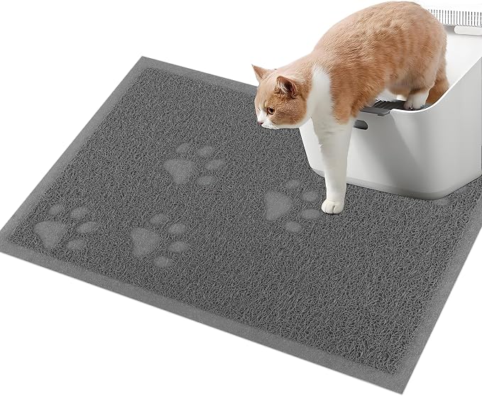 Darkyazi Cat Litter Box Mat for Floor Litter Trapping Mat Non-Slip Backing, Scatter Control, Easy Clean, Water Resistant, Soft on Paws (15.75" x 11.75",Grey)
