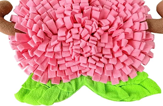 Dog Snuffle Mat Fleece Foraging Fruit Design Mats Small Animals Interactive Feeding Toy Anti Slip Slow Feeder Pet Treat Dispenser for Dogs Rabbits Guinea Pigs (Peach)