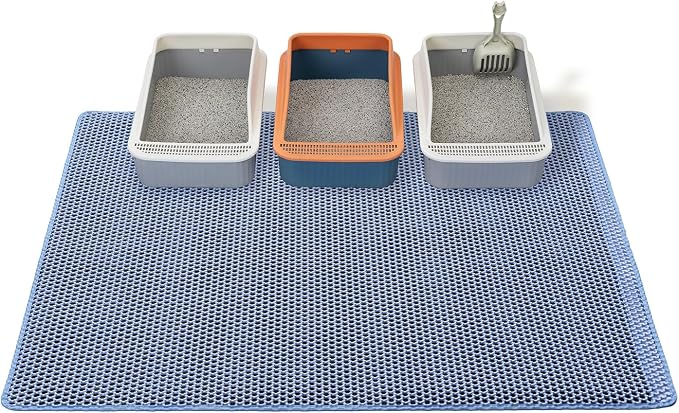 Cat Litter Mats-Extra Large 47''x36'' Litter Catcher Mat for Cat-XXL Litter box Matt for Floor-2 Layer Catcher Rug for Pet kitty Litterbox-Waterproof Urine Proof,Non-Slip,Blue