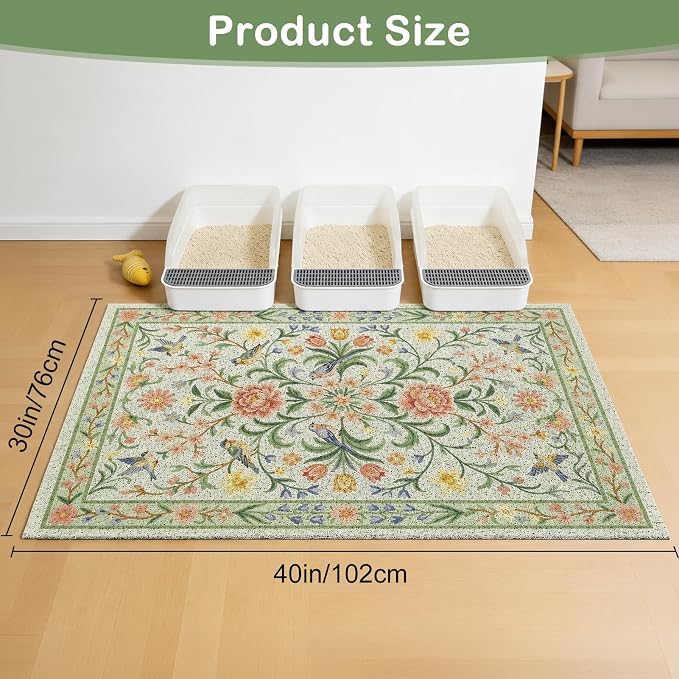 Unicorn Catcher 40"x30" Cat Litter Mat Non-Slip Washable Litter Box Mat | High-Density PVC Litter Catcher Mat Efficiently Traps Scattered Litter From Paws To Keep Floors Clean