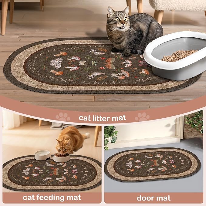 Bienbee Cat Litter Mat, 33" x 22" Dense Trapping Mesh for Litter Boxes | Litter Box Mat with PVC Mesh, Waterproof &Urineproof, Non-Slip Grip, Soft On Kitty Paws and Easy to Clean to Protect Floor