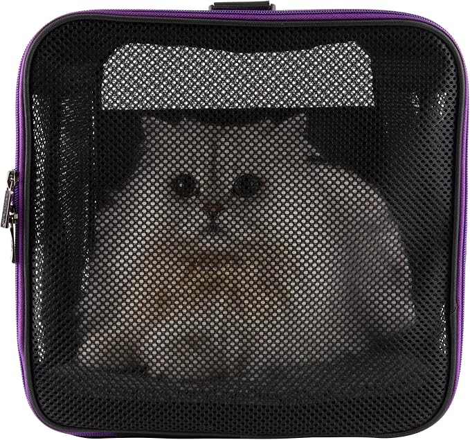 Soft Pet Carrier for Large and Medium Cats, 2 Kitties, Small Dogs. Easy to Get Cat in, Great for Cats that Don't Like Carriers (Black)