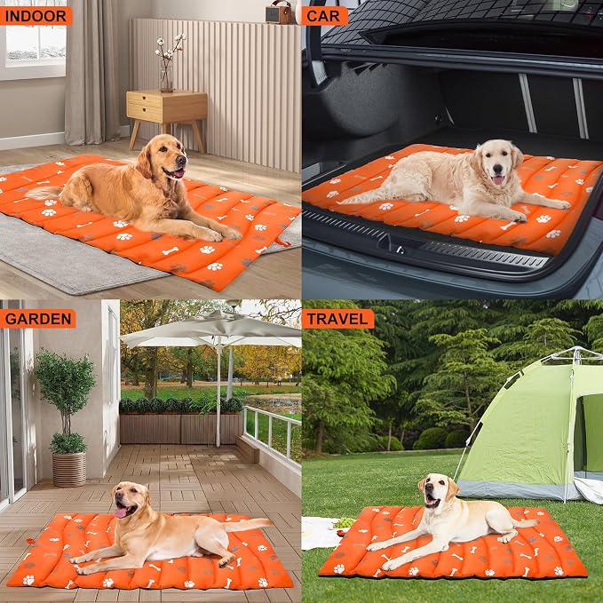 BINGPET Outdoor Travel Dog Bed for Large/Medium Dogs,Portable Waterproof Camping Mat with Carry Bag,Foldable Outside Bed,Machine Washable Indoor Pet Mat for Small,Medium and Large Dogs 26"x43"