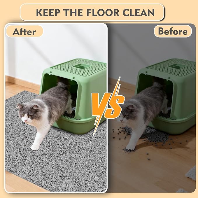 Bohemian Kitty Litter Mat 24"x17",Non-Slip Litter Box Mat, Washable Cat Litter Rug Catcher,Double-Layer Litter Trapping Mat for Scatter Control, Easy Clean Cat Food Mat & Floor Protector