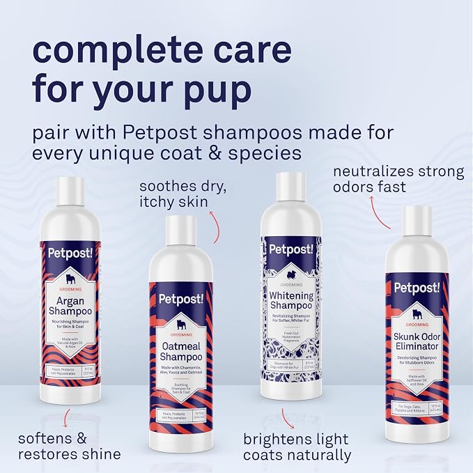 Petpost | Waterless Argan Oil Dog Shampoo Spray. Rinse-Free Cleaner & Deodorizer with Aloe & Safflower Oil. Moisturizes Skin & Softens Coat. 8 oz