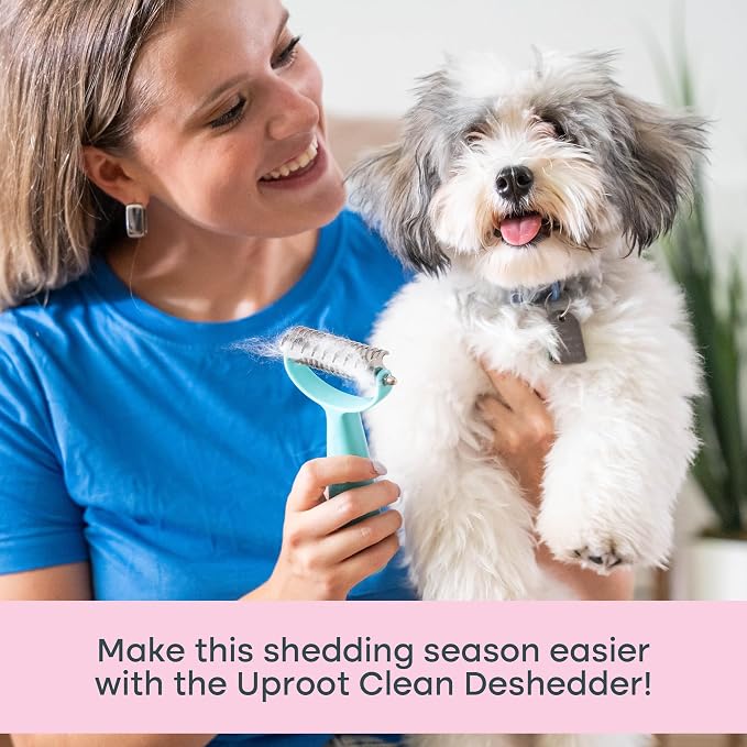 Uproot Clean Undercoat Rake & Pet Dematting Comb, Gentle on Skin: 2in1 Tool | Effective Deshedding Brush for Fur on Cats & Dogs, Designed to Prevent Irritation.Gentle on All Coat Types & Easy to Clean