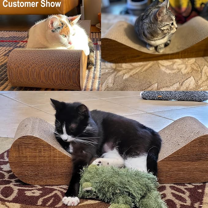 Simple Delxue Horizontal Cat Scratcher Pad, 23.6" Large Cat Scratcher Cardboard Lounge Bed, 100% Recyclable & Reversible Durable Cat Scratching Board
