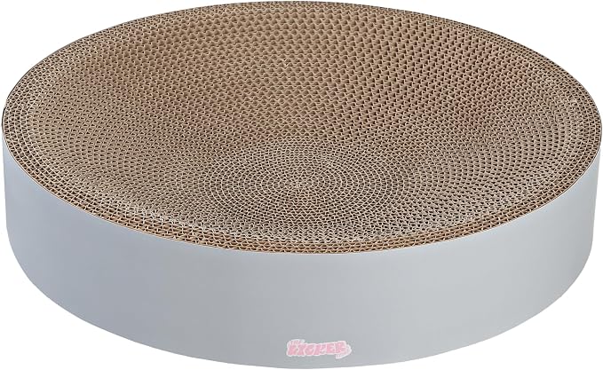 CSR1010K Nelson 20.13" Modern Cardboard Round Bowl Cat Scratcher with Catnip, Fog